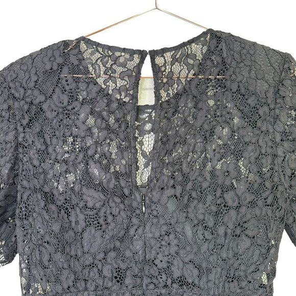 NEW Self-Portrait Fine Cord Short Sleeve Mini Dress Black Lace Size 8 - Picture 8 of 14